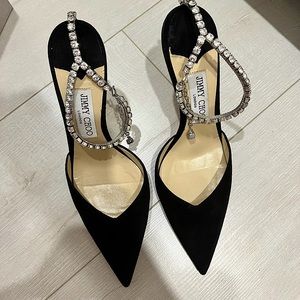 Jimmy Choo Black Pumps Saeda 100 Embellished 39.5
